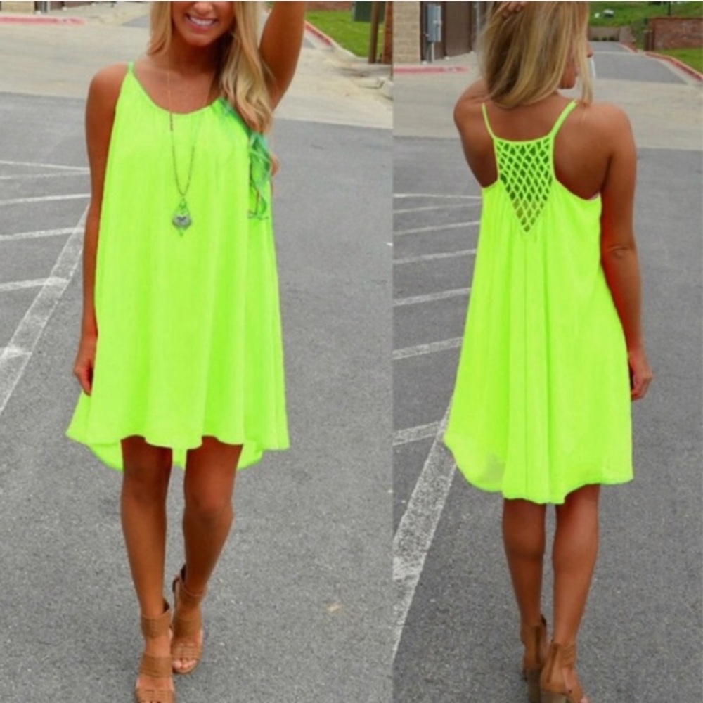 Neon Green Shift Dress
